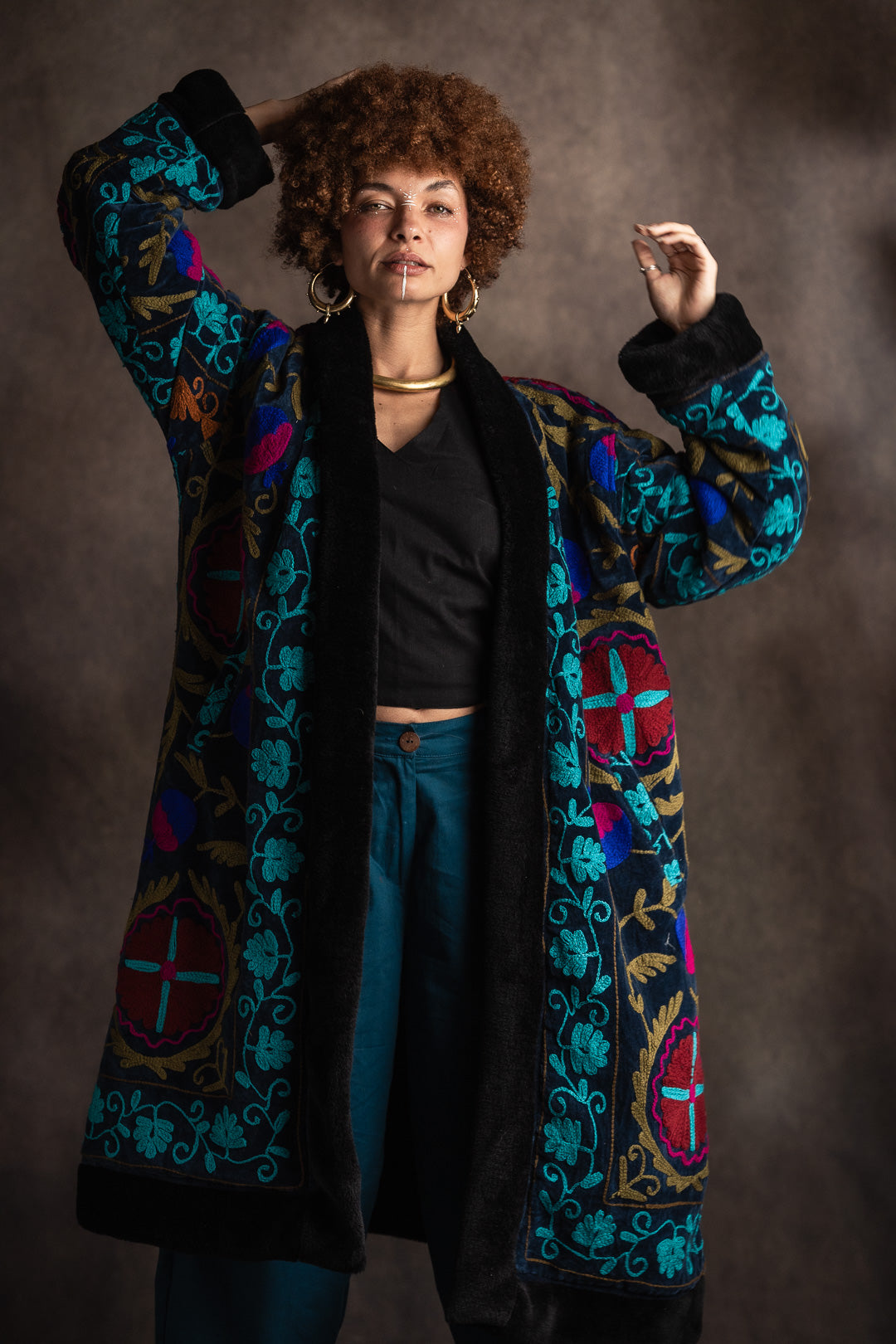 Royal Blue Suzani Empress Coat